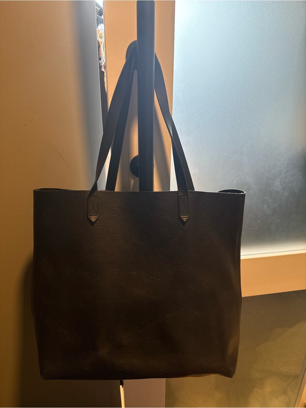 Madewell Classic Black Leather Tote Bag, small scratch on one side, see photos